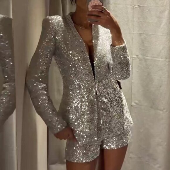 Sequin Blazer and Short Set - Picture 6 of 8
